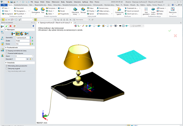 Wykorzystanie opcji nawinięcia na płaszczyźnie UV w ZW3D CAD/CAM