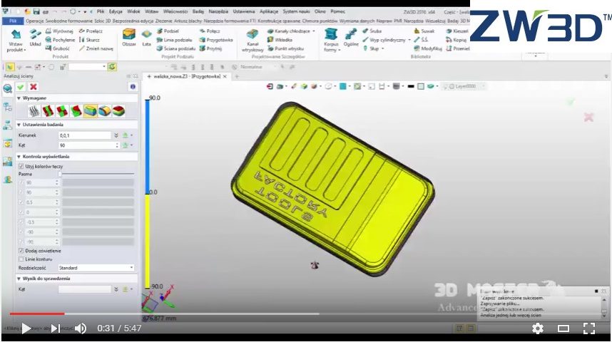 ZW3D CAD/CAM projektowanie 3D formy do walizki