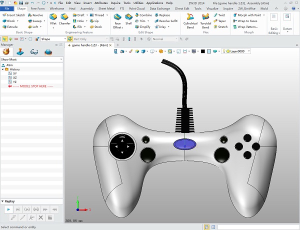 Model 3D gamepada w ZW3D CAD/CAM