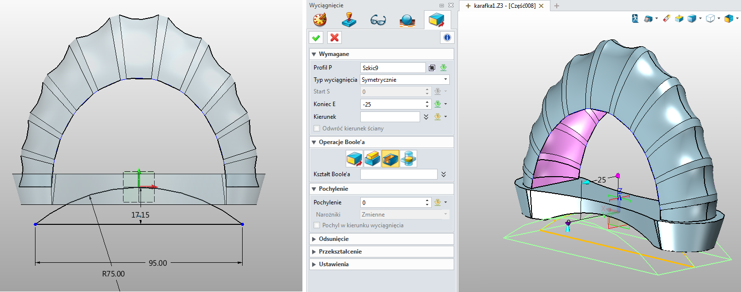 Tworzenie szkicu na płaszczyźnie XZ w ZW3D CAD/CAM