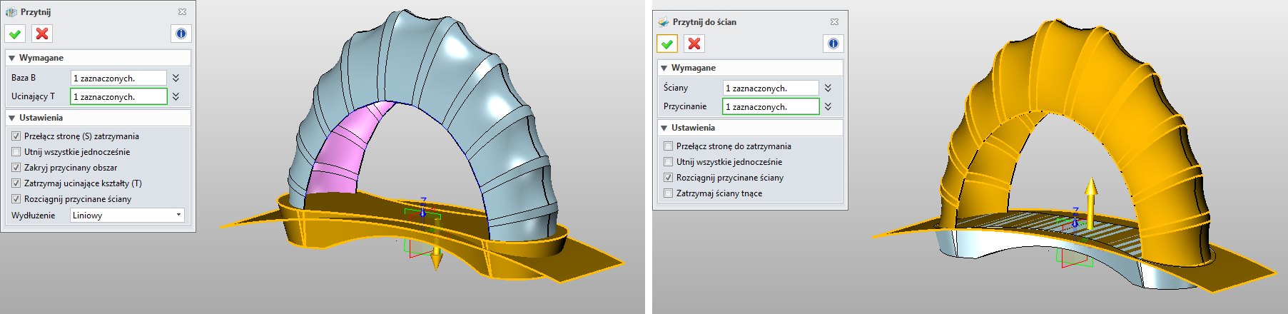 Przycinanie kształtów na powierzchni modelu 3D w ZW3D CAD/CAM