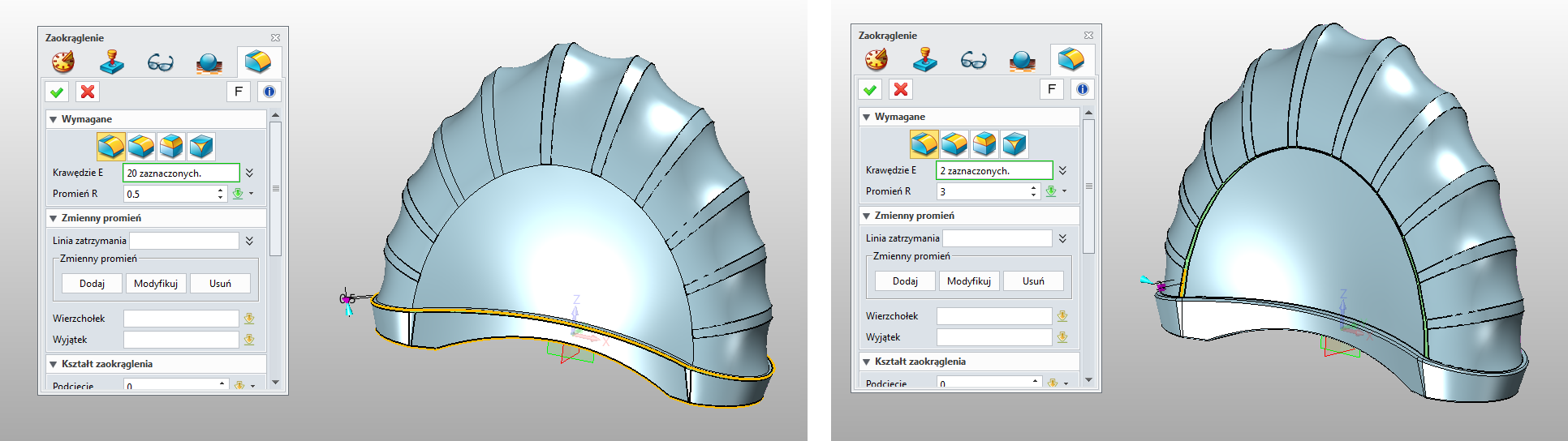 Dodawanie zaokrąglenia do bazowego kształtu w ZW3D CAD/CAM