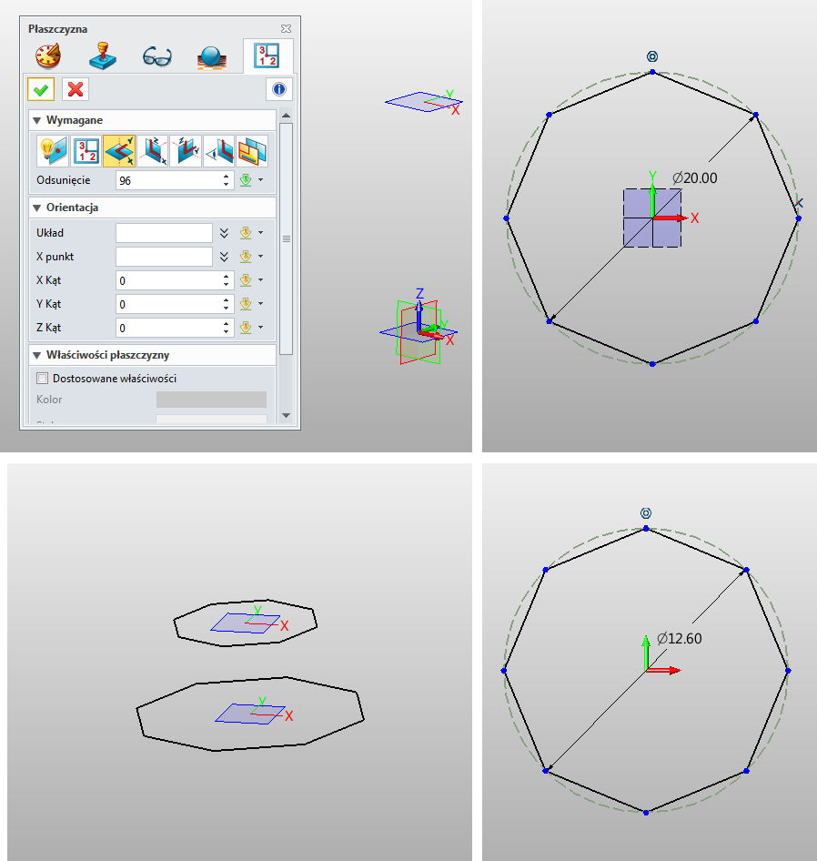Tworzenie ośmiokątów na bazie okręgu w ZW3D CAD/CAM