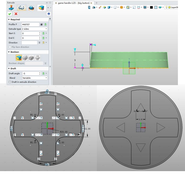 Modelowanie przycisków kierunkowych w ZW3D CAD/CAM