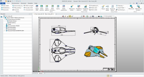 szkicowanie i tworzenie dokumentacji 2D w ZW3D CAD/CAM