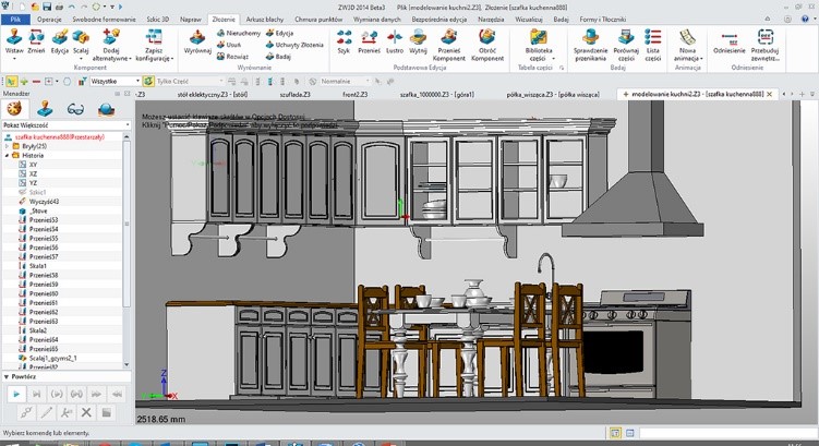 Złożenia całego wnętrza w ZW3D CAD/CAM